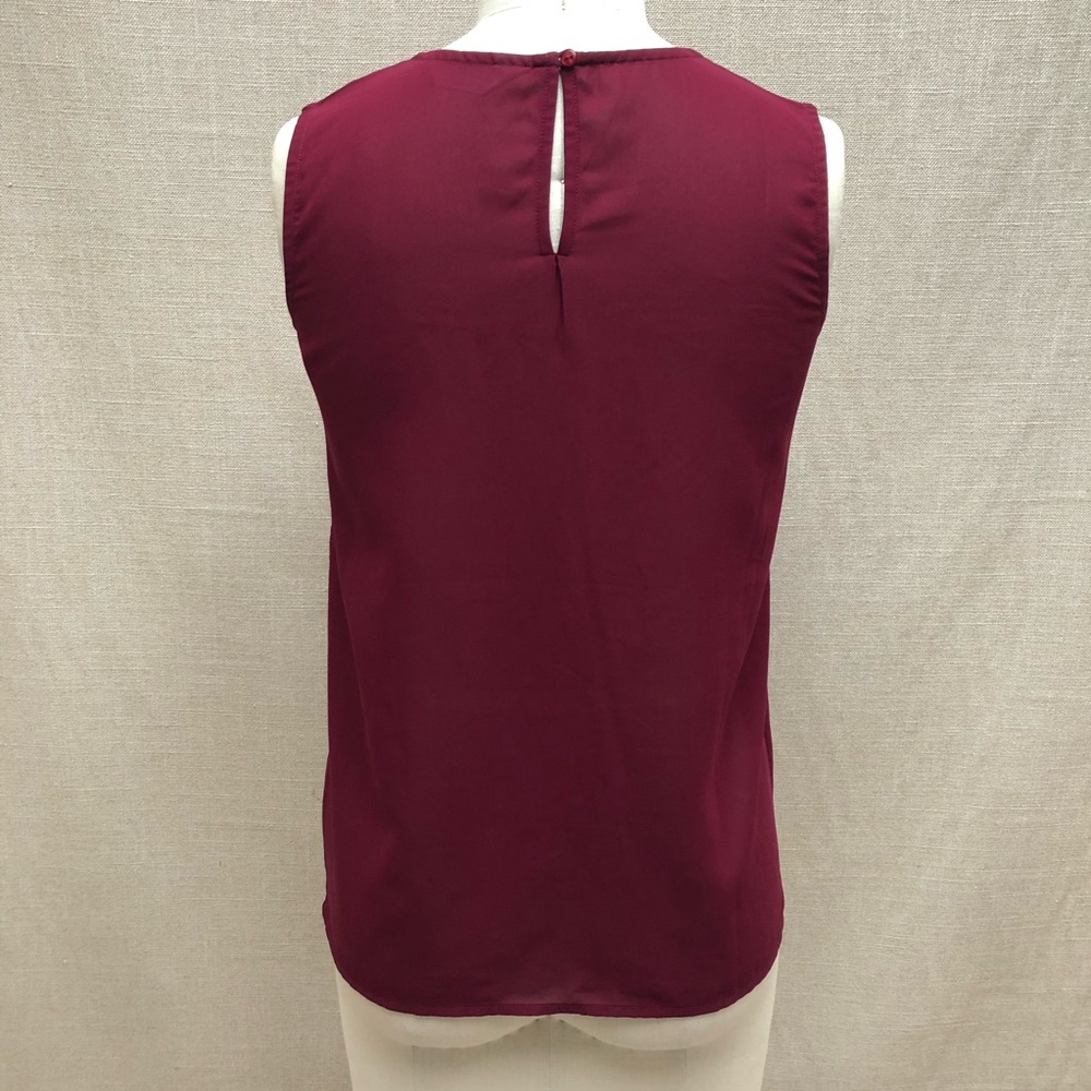 Max Burgundy Pleat Blouse Size S - Picture 3 of 4